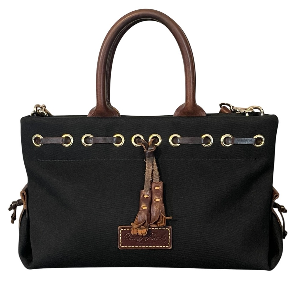 Dooney & Bourke Black Satchel with Brown Accents - EUC